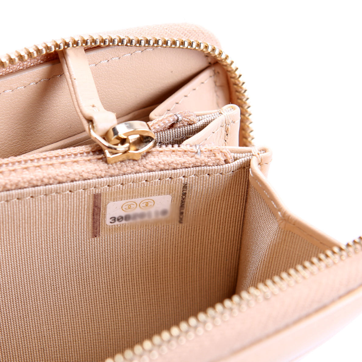 Chanel 19 Quilted Goatskin Long Zip Around Wallet Tan