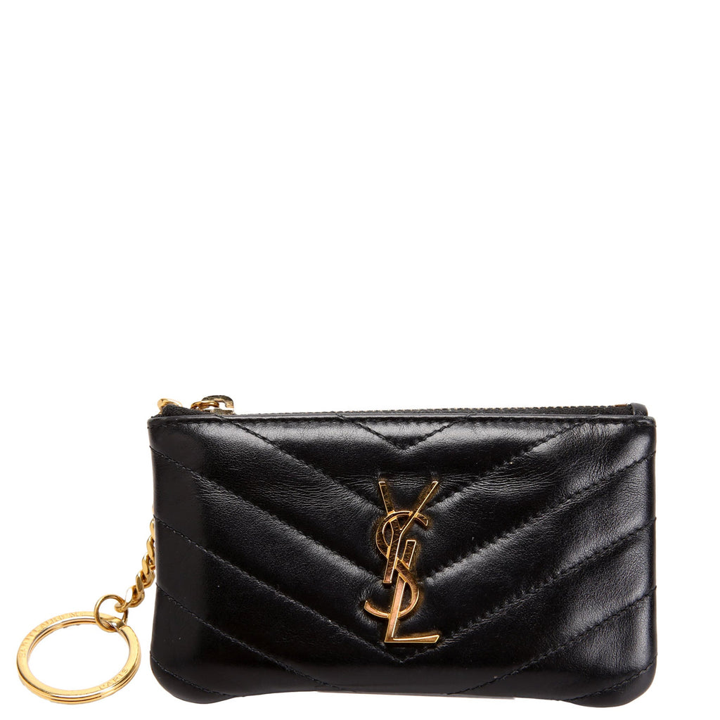 438386 Calfskin Matelasse Key Pouch Black
