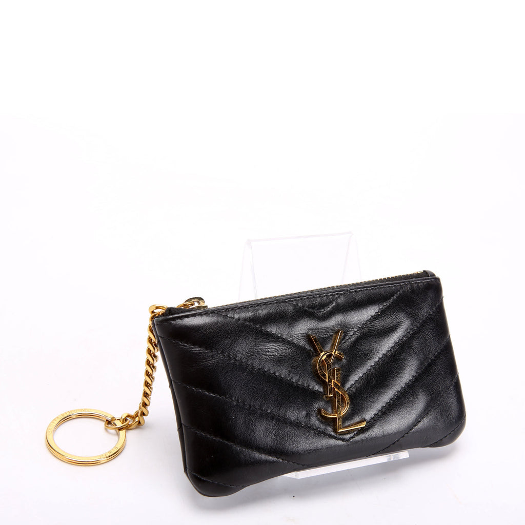 438386 Calfskin Matelasse Key Pouch Black