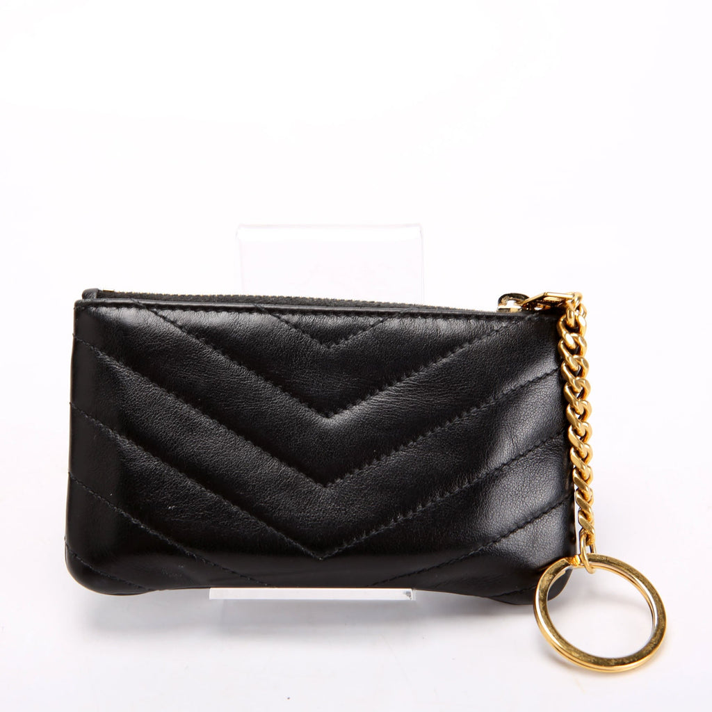 438386 Calfskin Matelasse Key Pouch Black