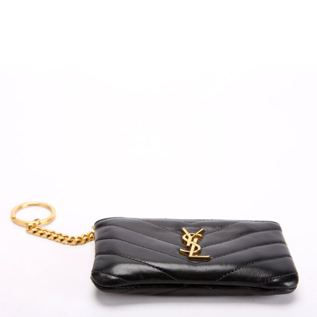 438386 Calfskin Matelasse Key Pouch Black