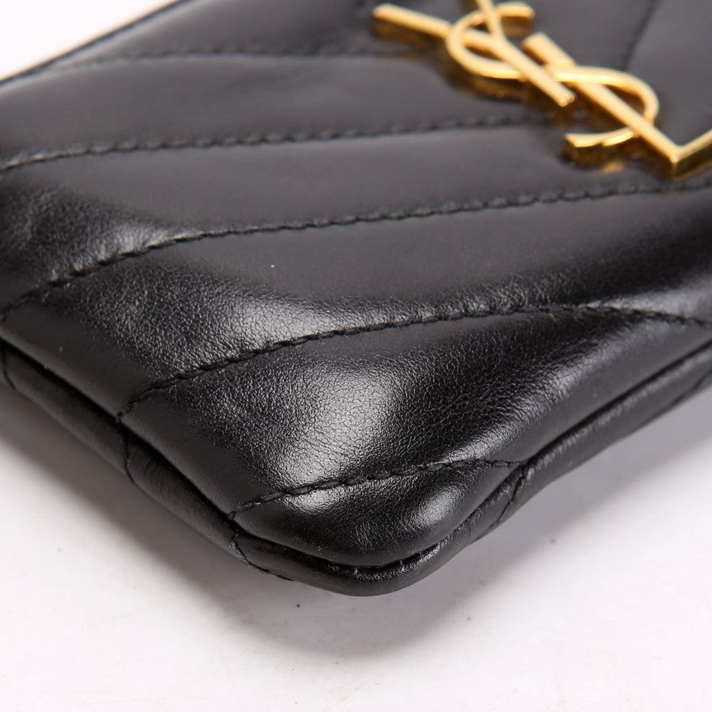438386 Calfskin Matelasse Key Pouch Black