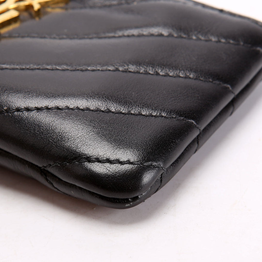 438386 Calfskin Matelasse Key Pouch Black