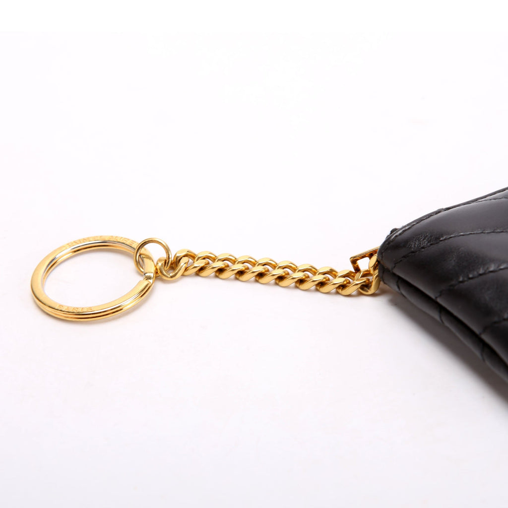 438386 Calfskin Matelasse Key Pouch Black
