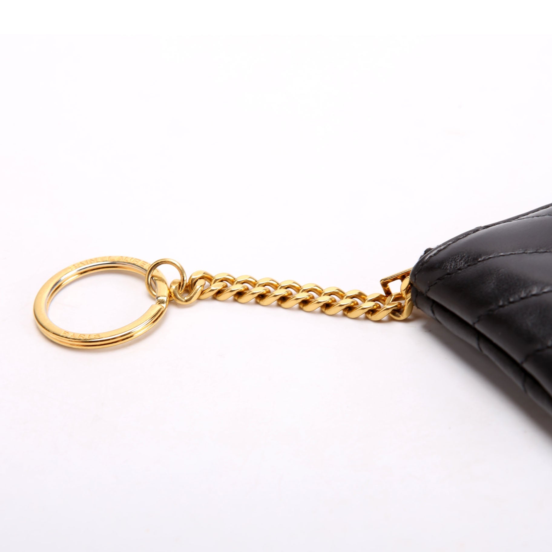 438386 Calfskin Matelasse Key Pouch Black
