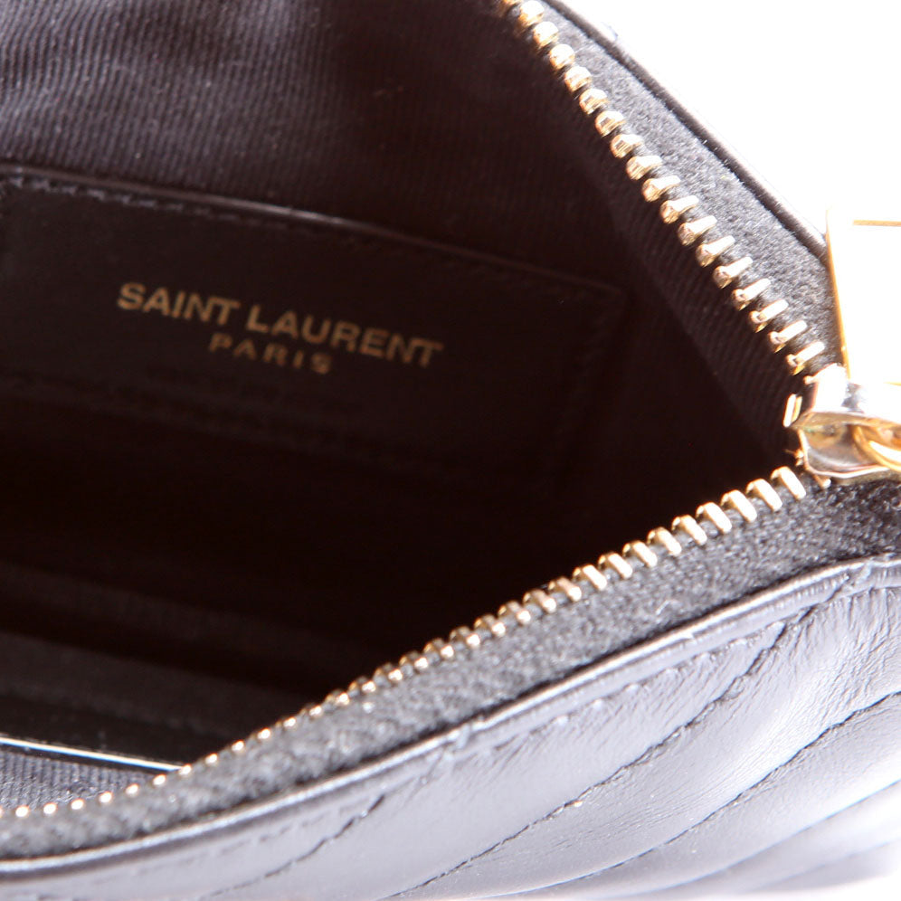 438386 Calfskin Matelasse Key Pouch Black