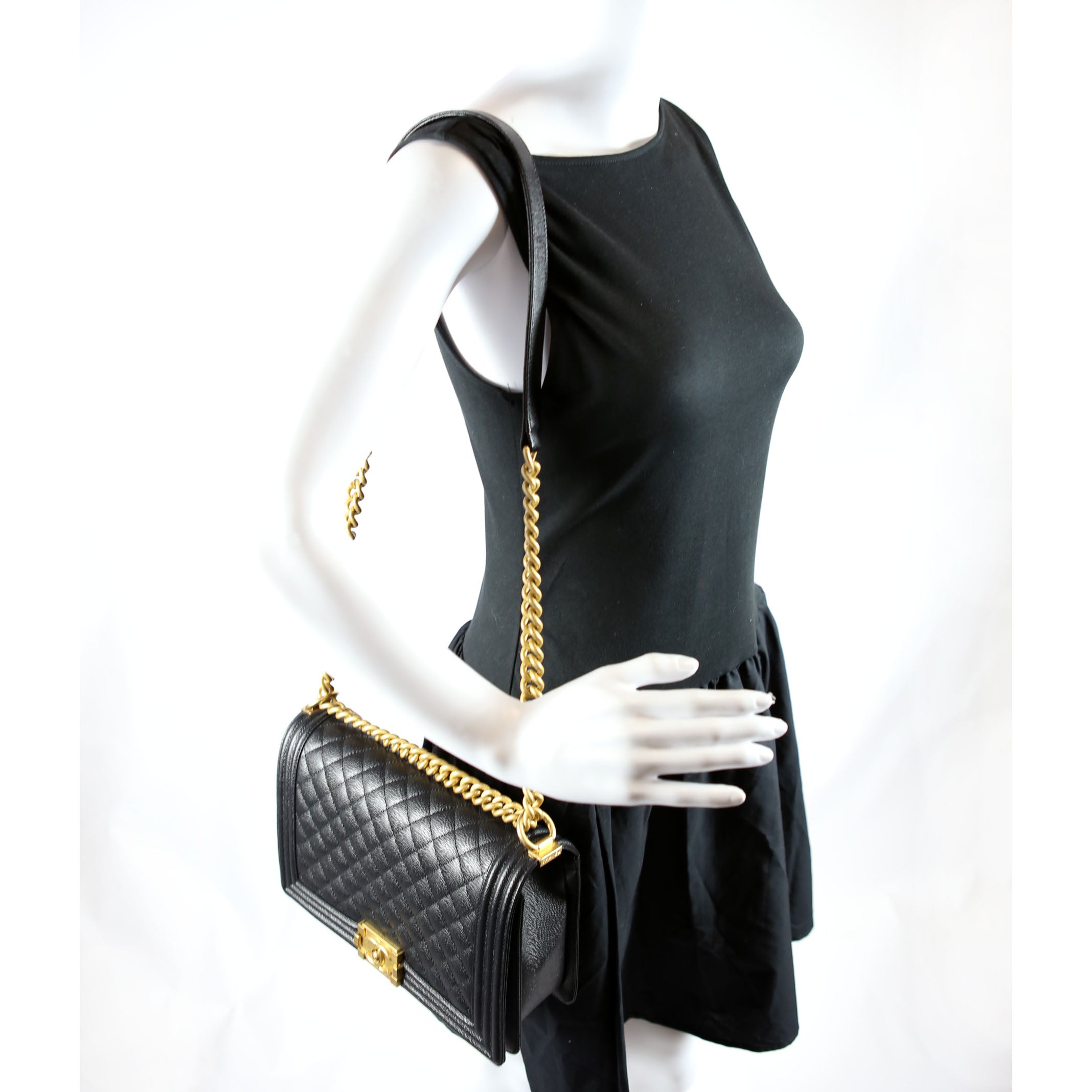 Boy Flap Large Caviar RFID Black