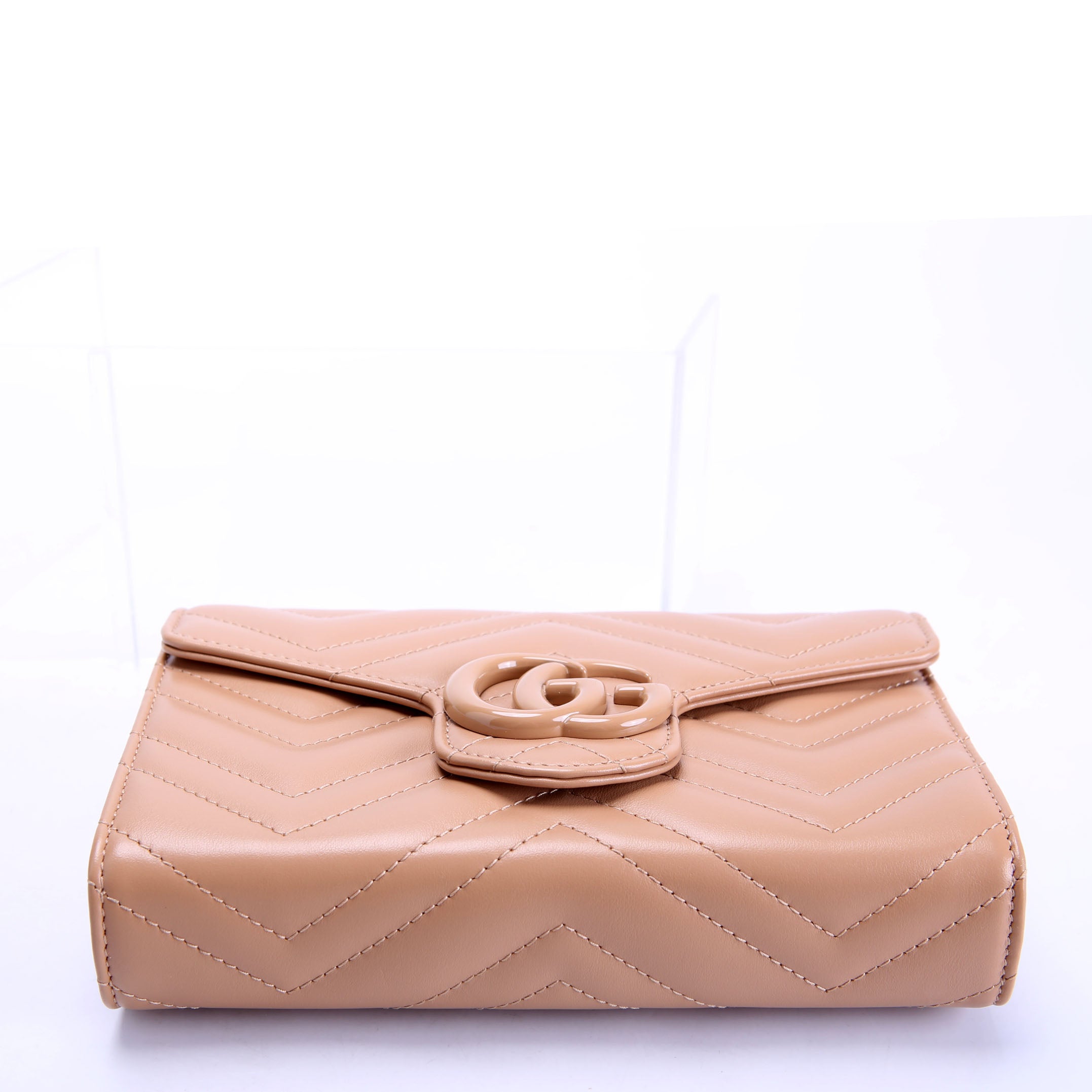 Gucci 474575 Marmont Monochrome Chain Wallet Tan