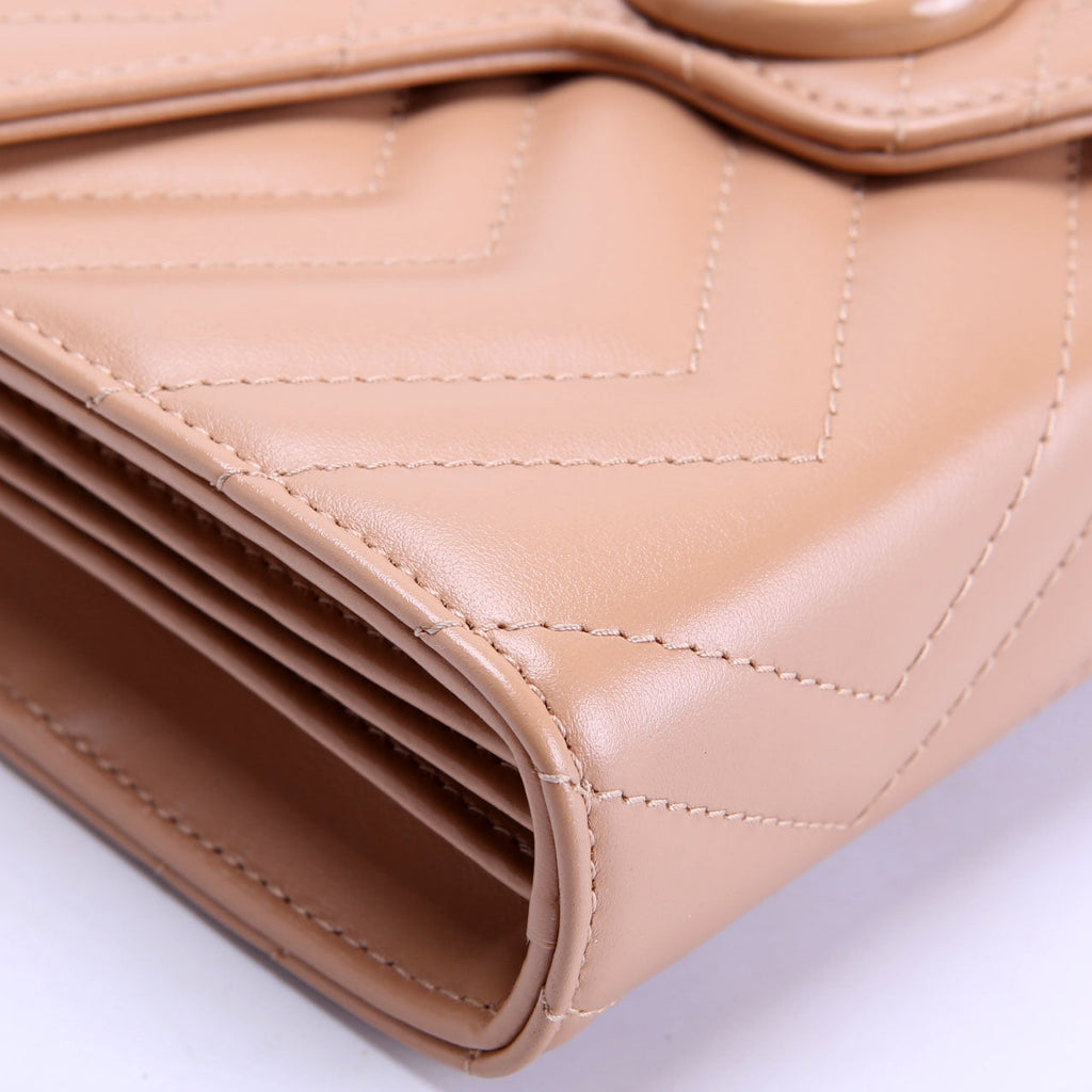 Gucci 474575 Marmont Monochrome Chain Wallet Tan