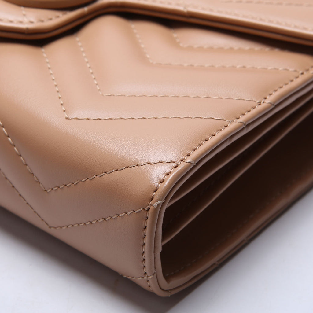Gucci 474575 Marmont Monochrome Chain Wallet Tan