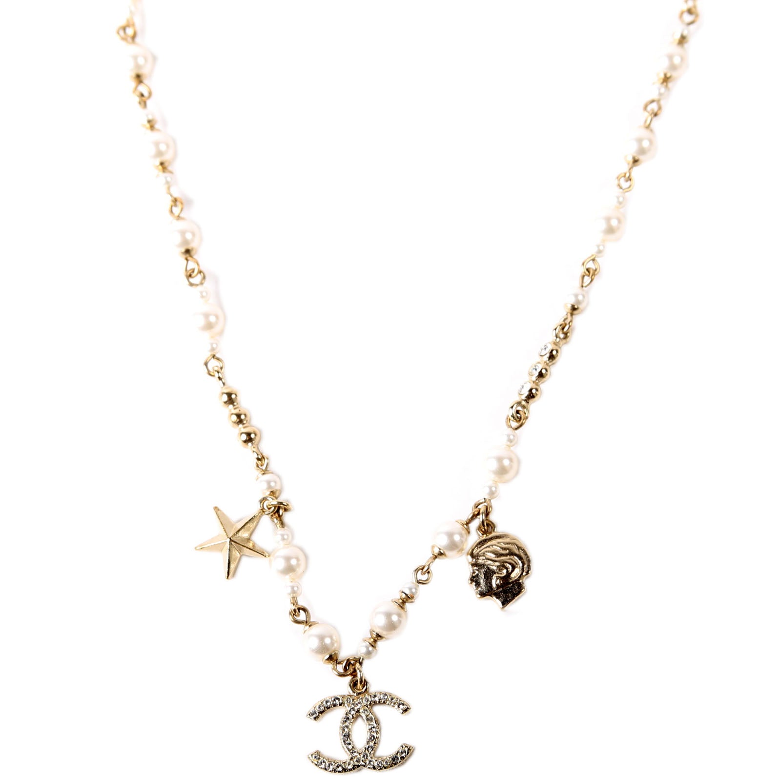 CC Charms Pearl Choker Necklace Gold/Pearl