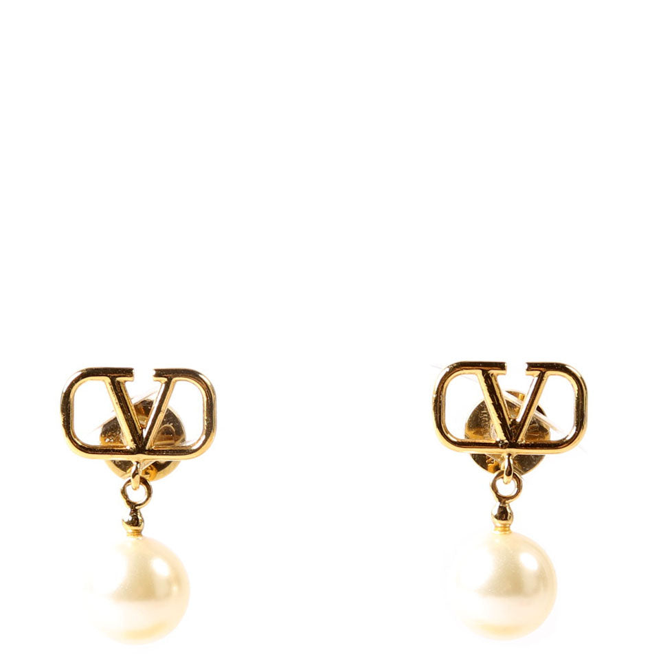 VLogo Pearl Drop Earrings Gold/Pearl