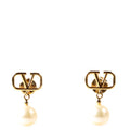 VLogo Pearl Drop Earrings Gold/Pearl