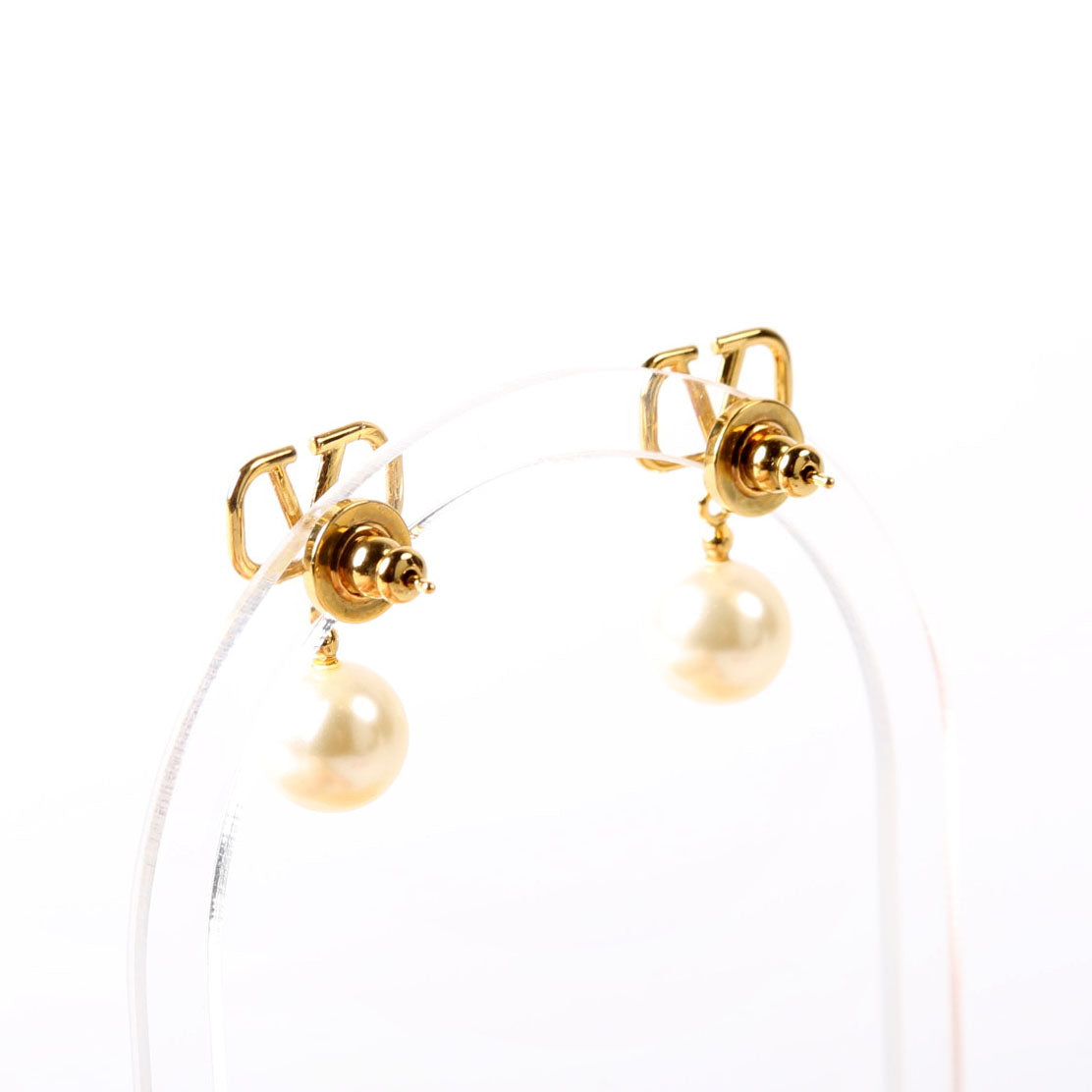 VLogo Pearl Drop Earrings Gold/Pearl