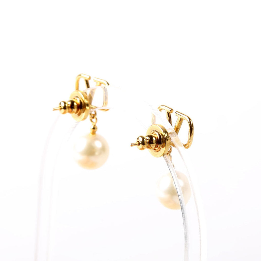 VLogo Pearl Drop Earrings Gold/Pearl