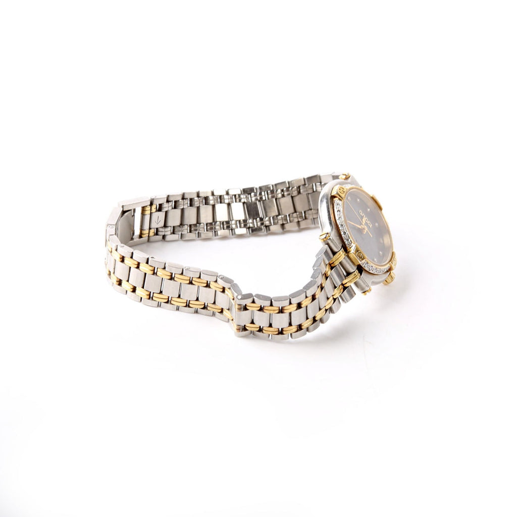 G Logo 9000L Stainless Steel/Diamond Watch Silver/Gold