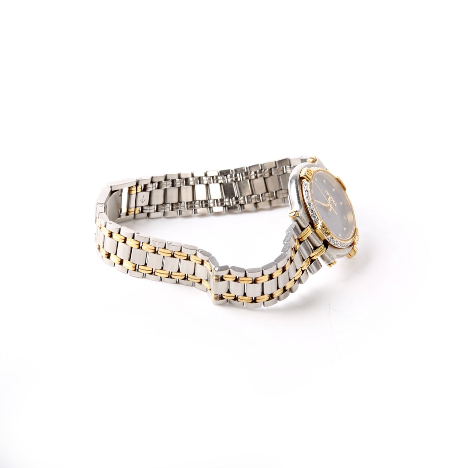 G Logo 9000L Stainless Steel/Diamond Watch Silver/Gold