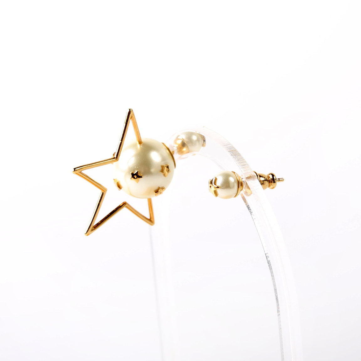 Dior Pearl Star Tribales Stud Earrings Gold/Pearl