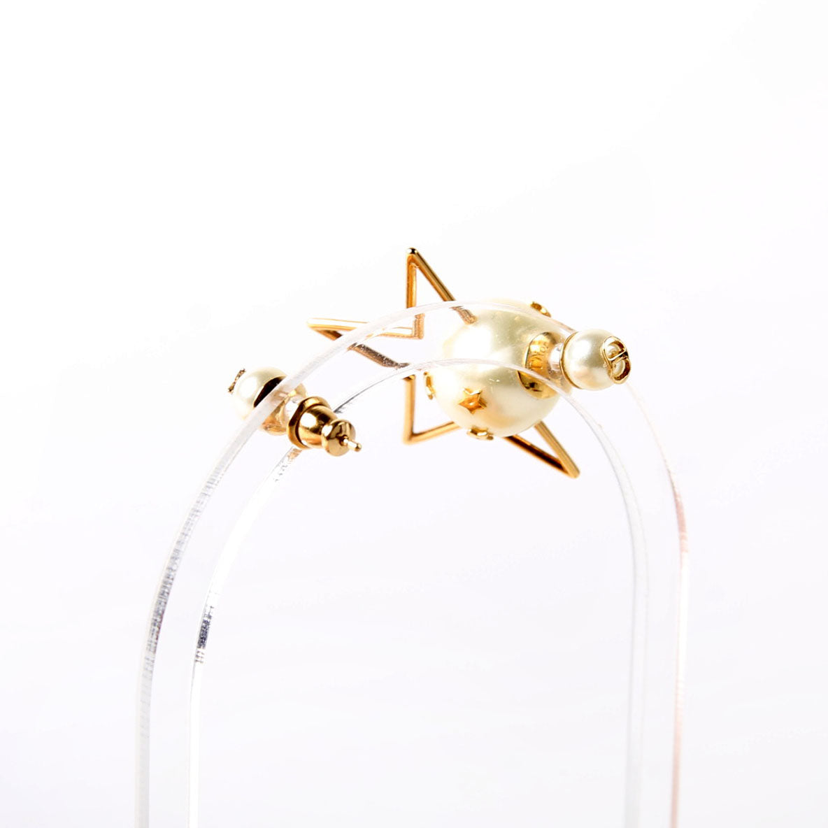 Dior Pearl Star Tribales Stud Earrings Gold/Pearl