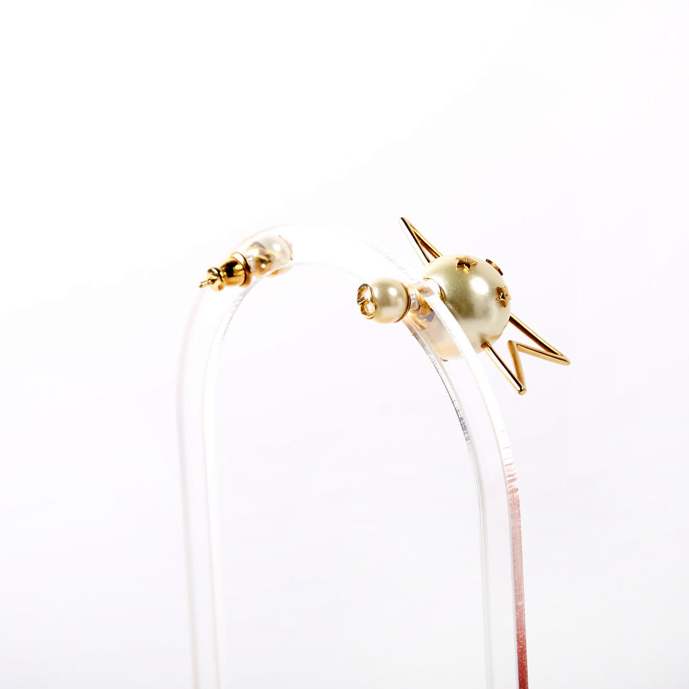 Dior Pearl Star Tribales Stud Earrings Gold/Pearl