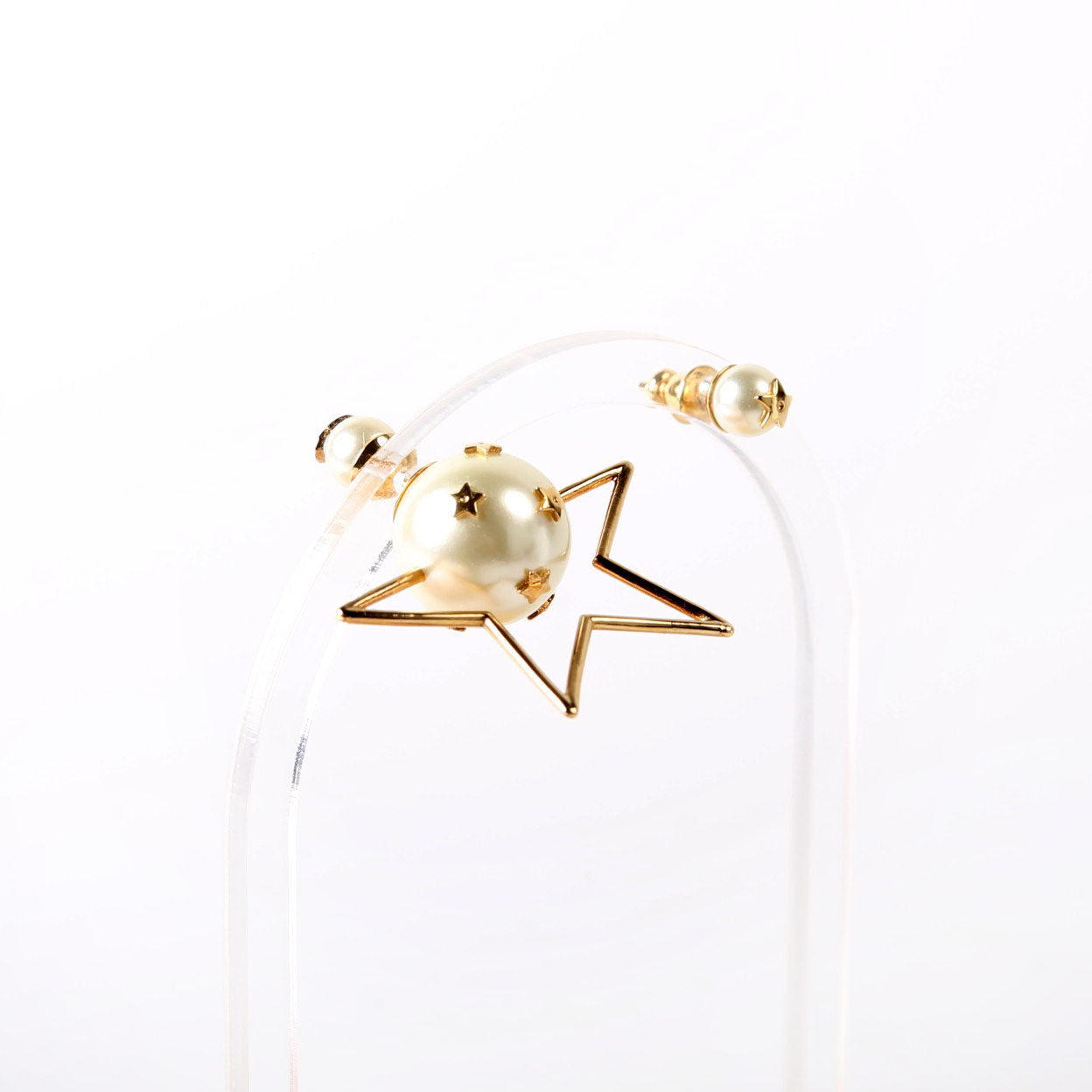Dior Pearl Star Tribales Stud Earrings Gold/Pearl