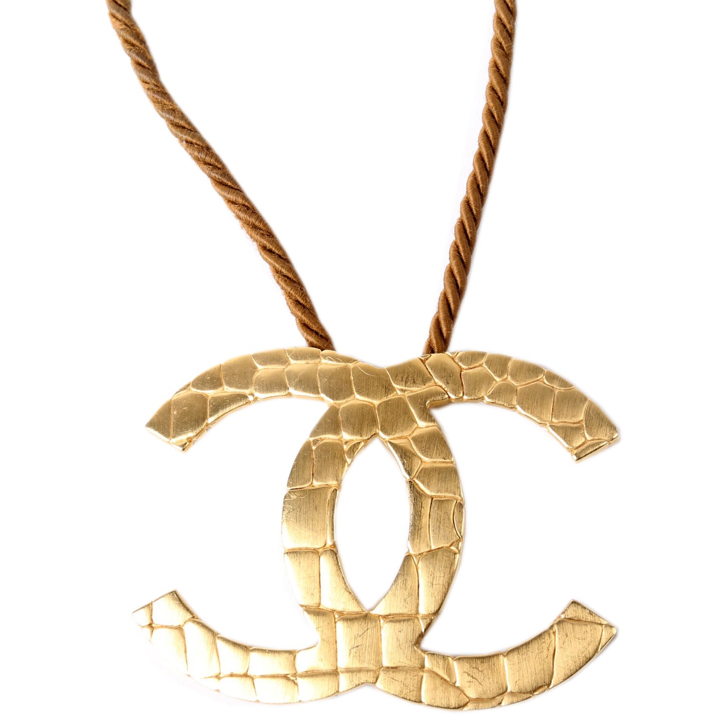 Oversized CC Rope Necklace Gold/Brown