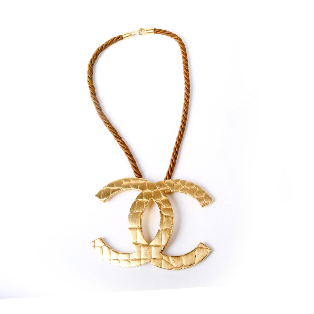 Oversized CC Rope Necklace Gold/Brown