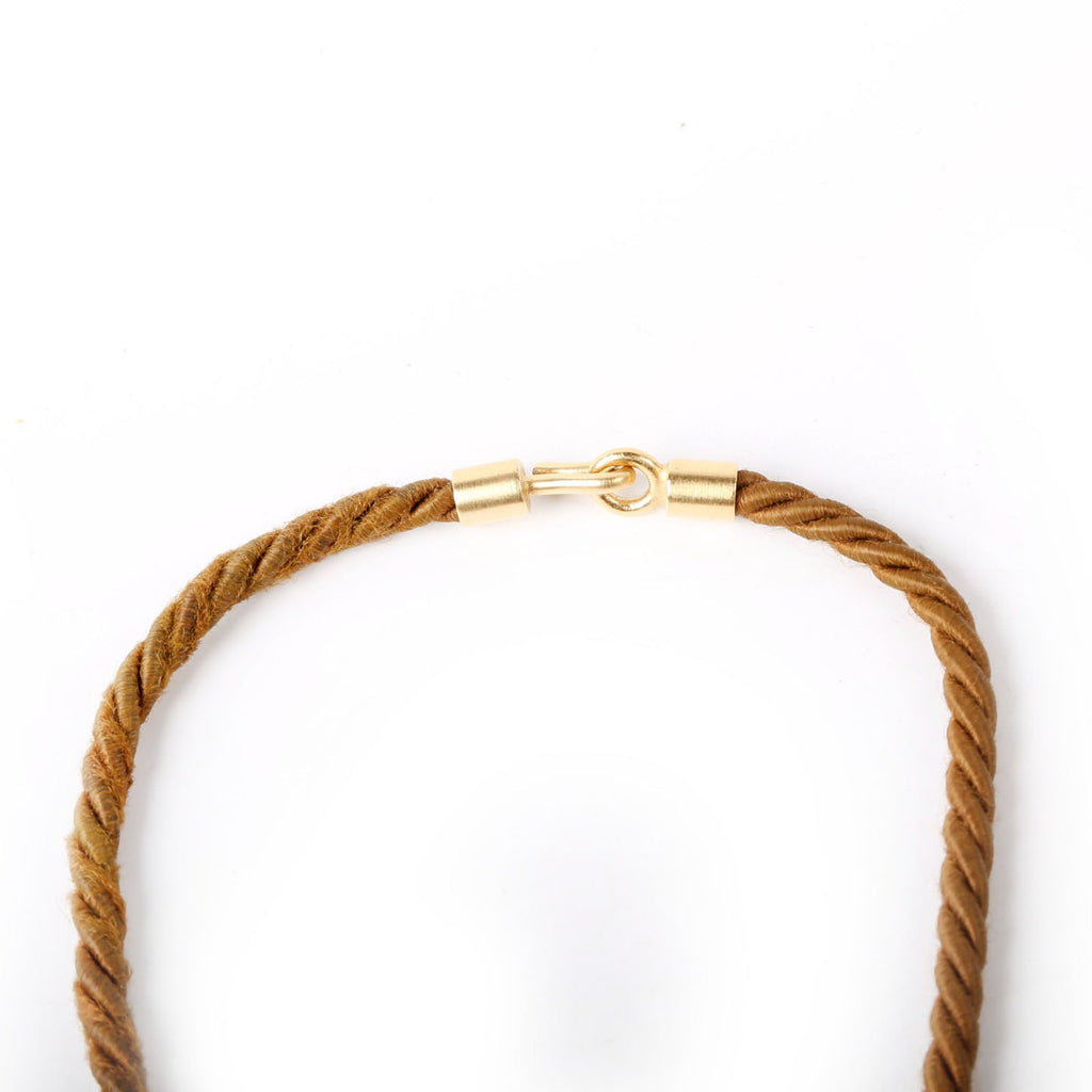 Oversized CC Rope Necklace Gold/Brown