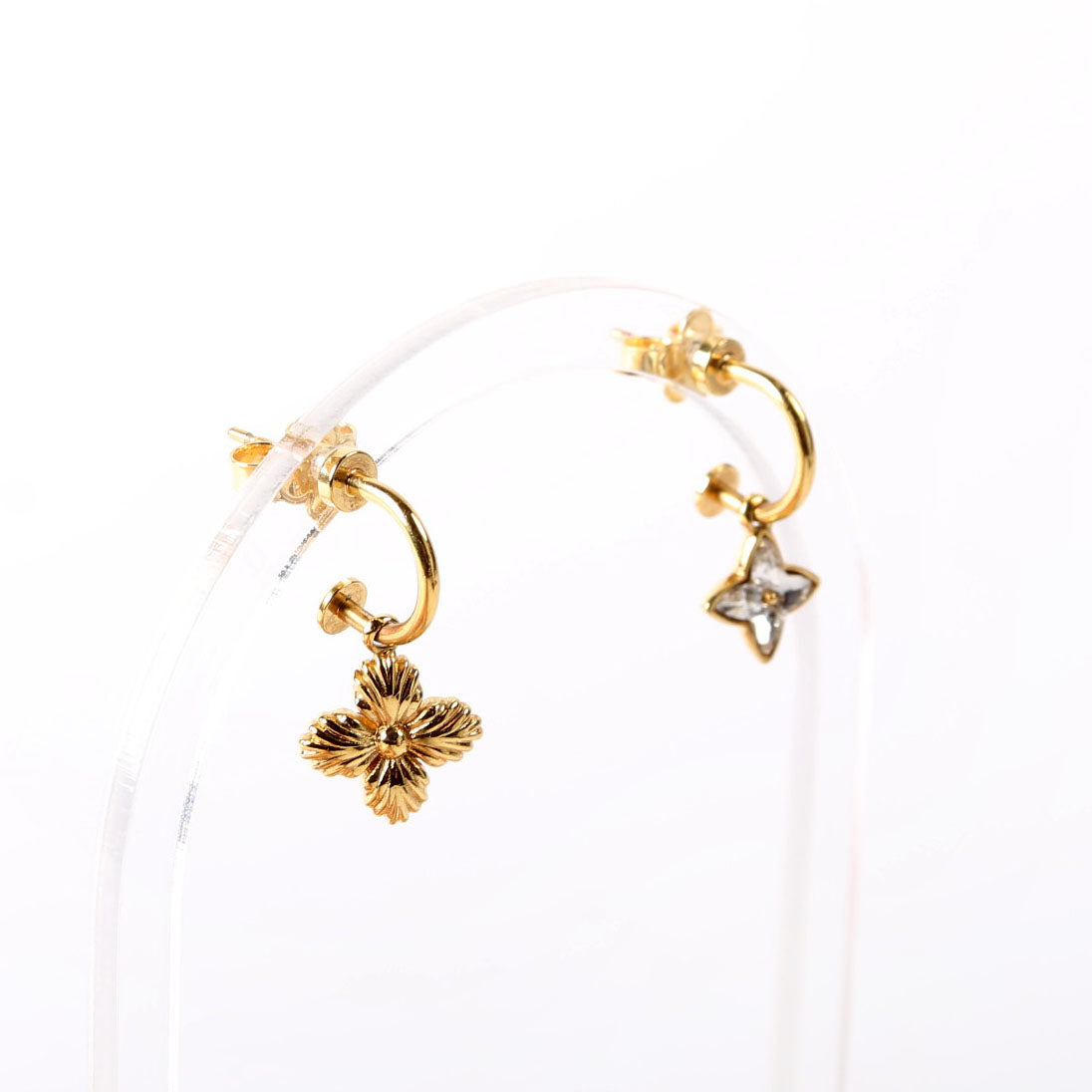 Blooming Strass Earrings Gold