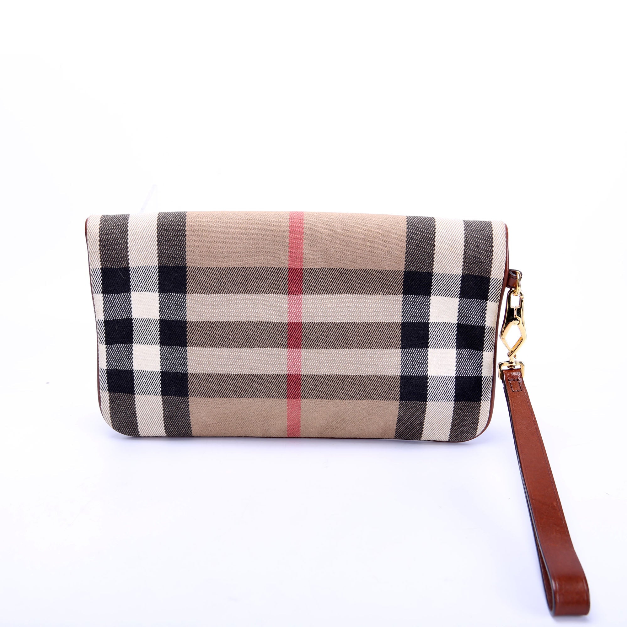 House Check Fold Over Wristlet Clutch