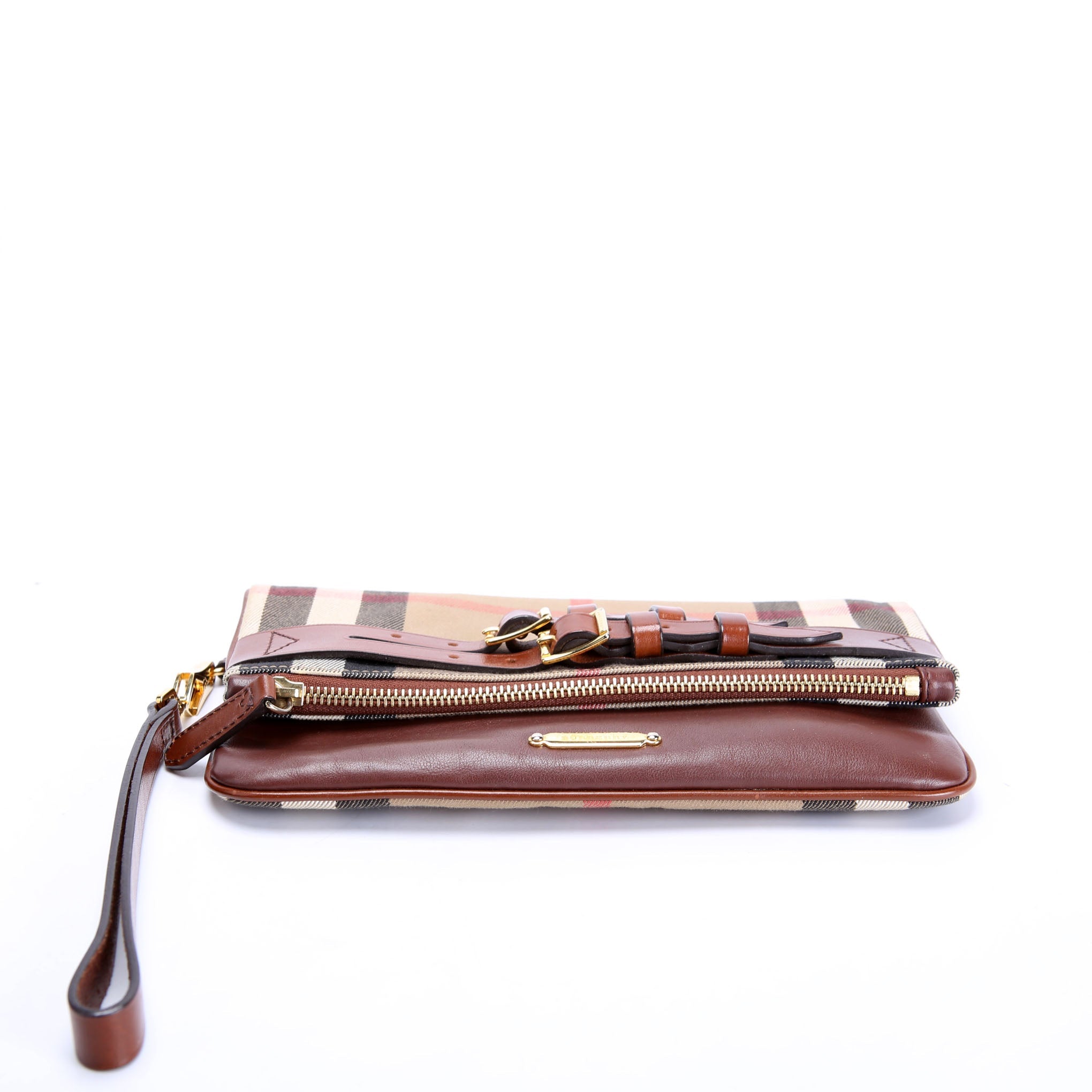 House Check Fold Over Wristlet Clutch