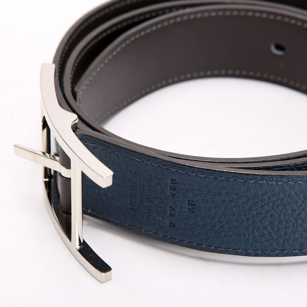 Hermes Quentin Reversible Leather Belt Size 100 Blue/Black