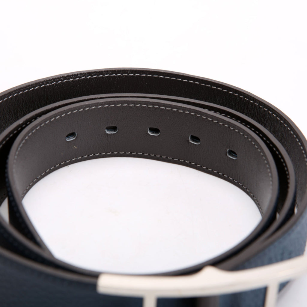 Hermes Quentin Reversible Leather Belt Size 100 Blue/Black