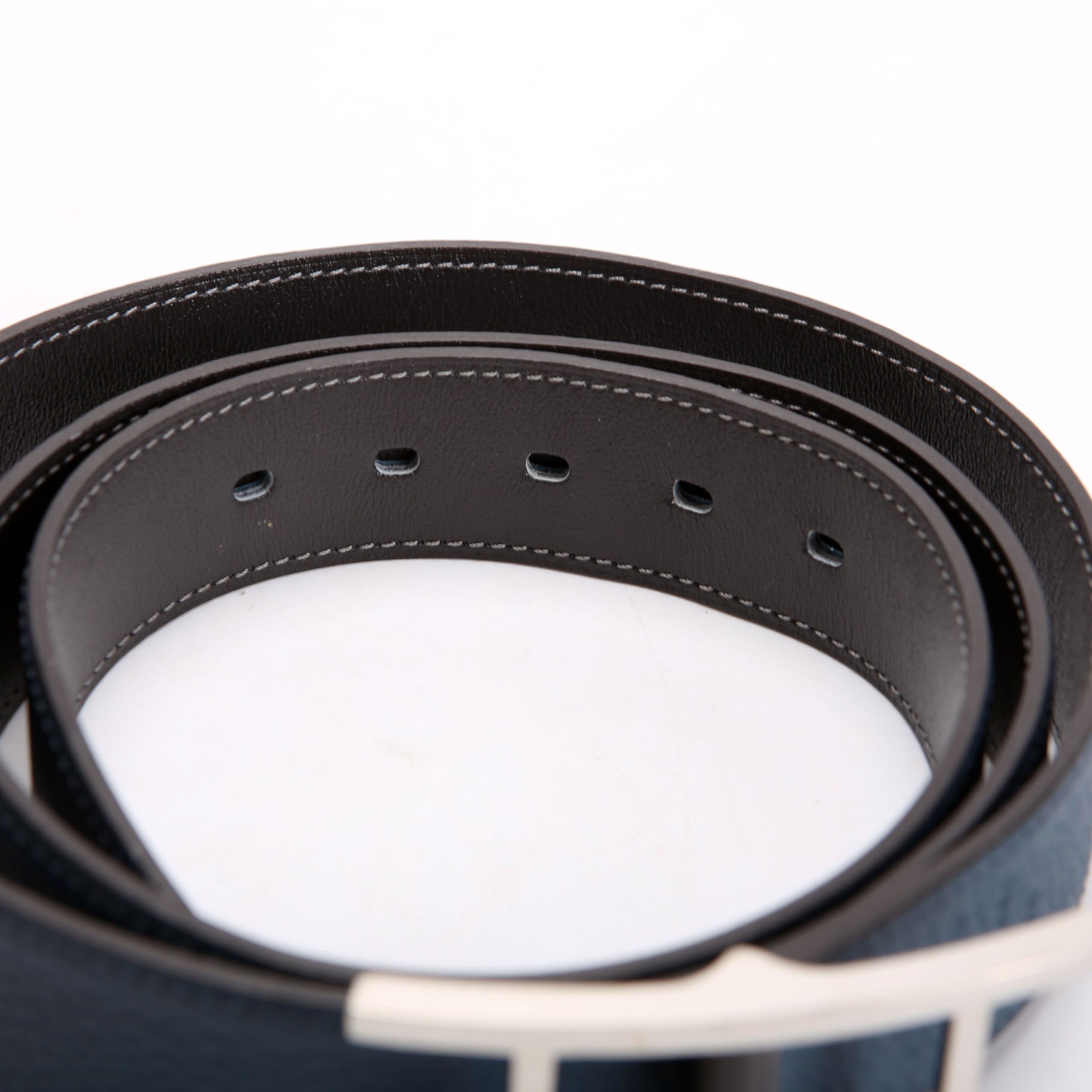 Hermes Quentin Reversible Leather Belt Size 100 Blue/Black