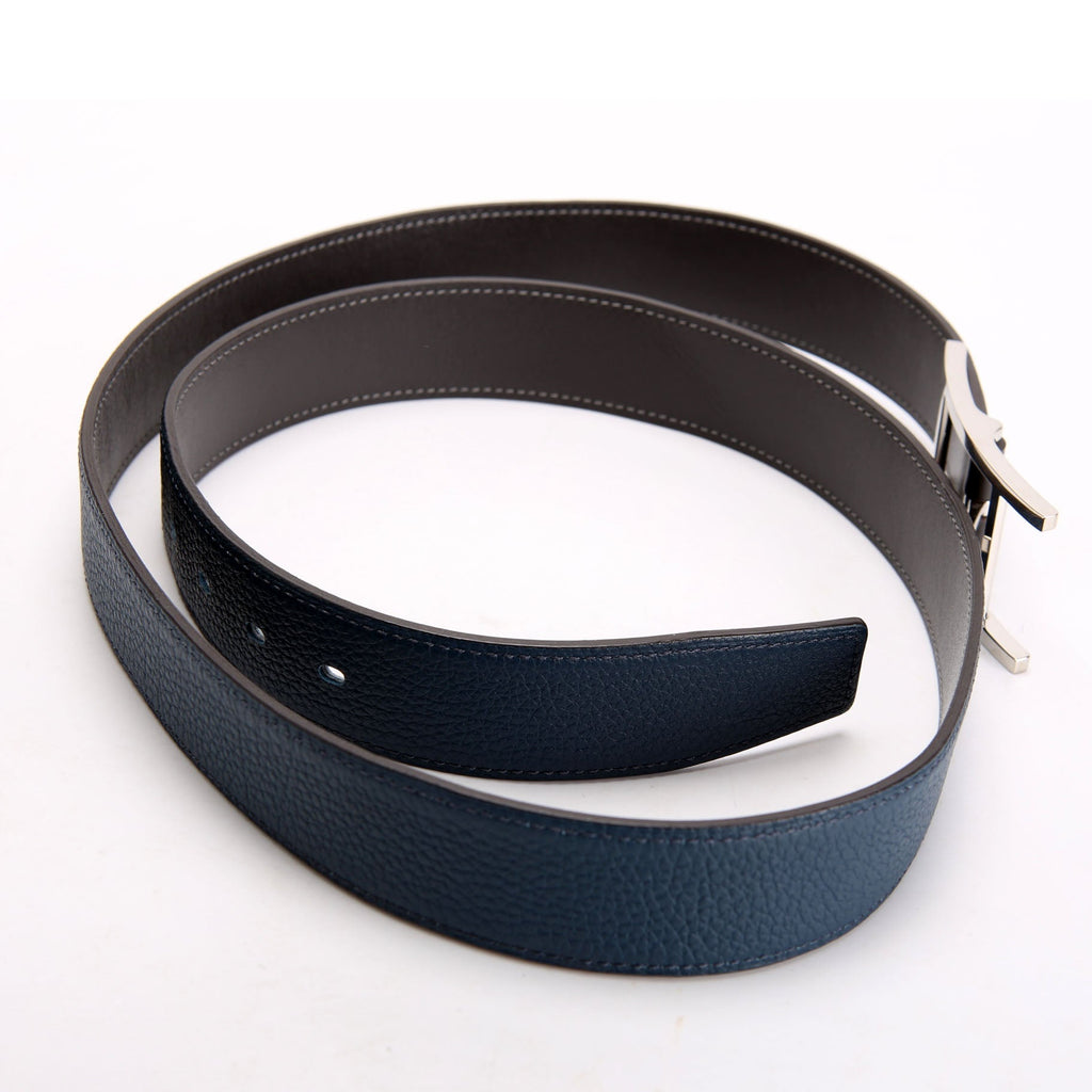 Hermes Quentin Reversible Leather Belt Size 100 Blue/Black