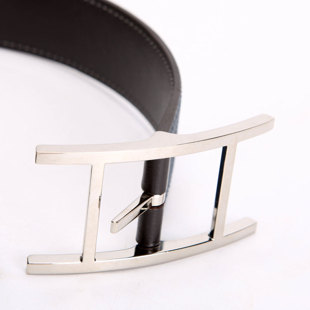 Hermes Quentin Reversible Leather Belt Size 100 Blue/Black