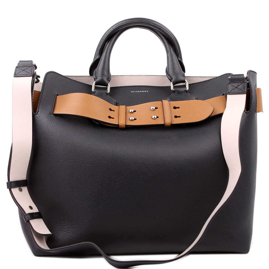 Belt Tote Bag Medium Leather Black