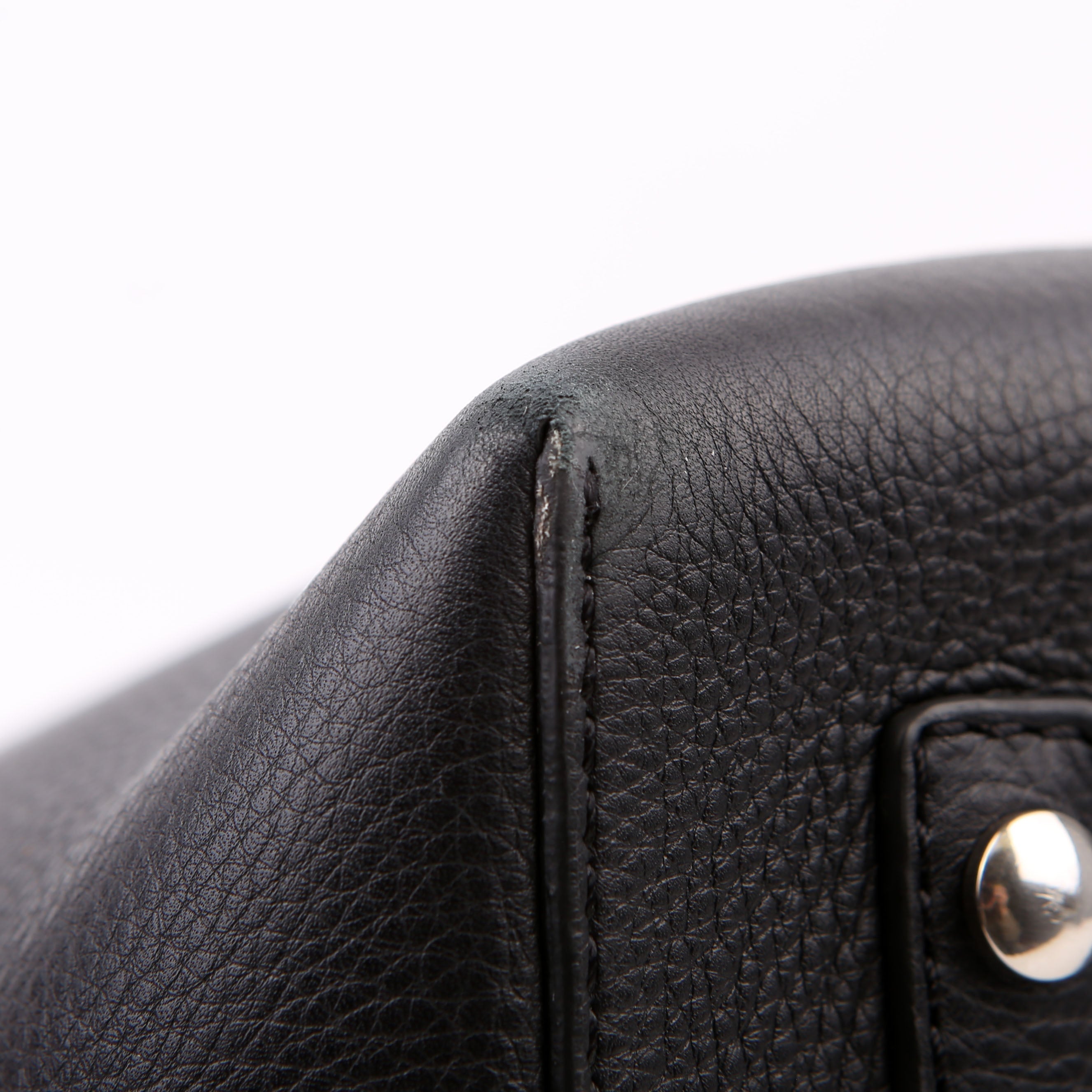 Belt Tote Bag Medium Leather Black