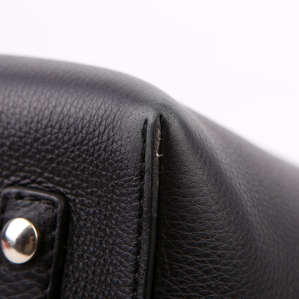 Belt Tote Bag Medium Leather Black