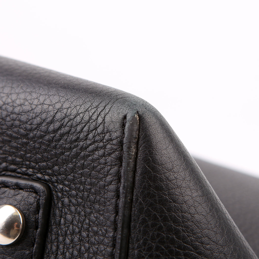 Belt Tote Bag Medium Leather Black