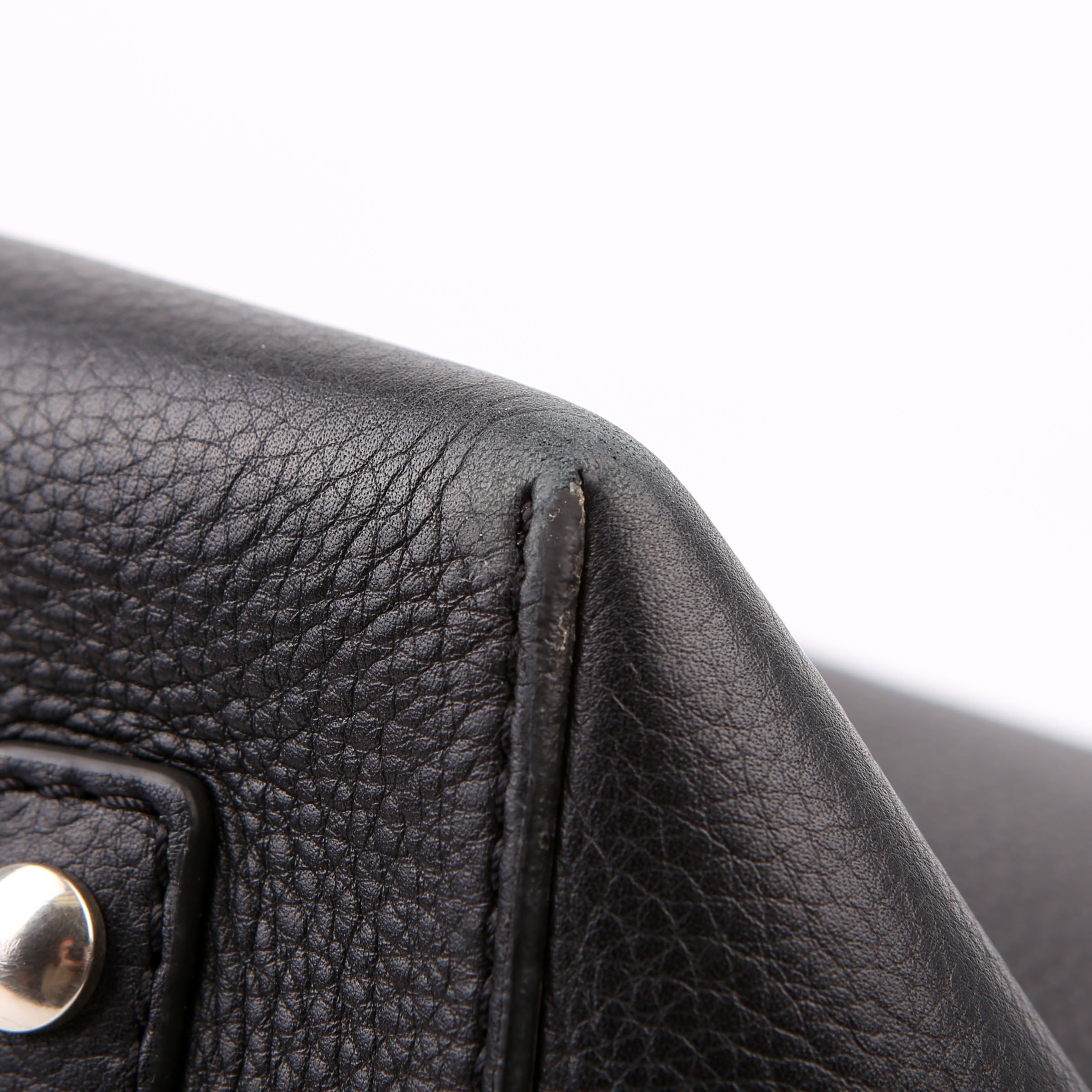 Belt Tote Bag Medium Leather Black