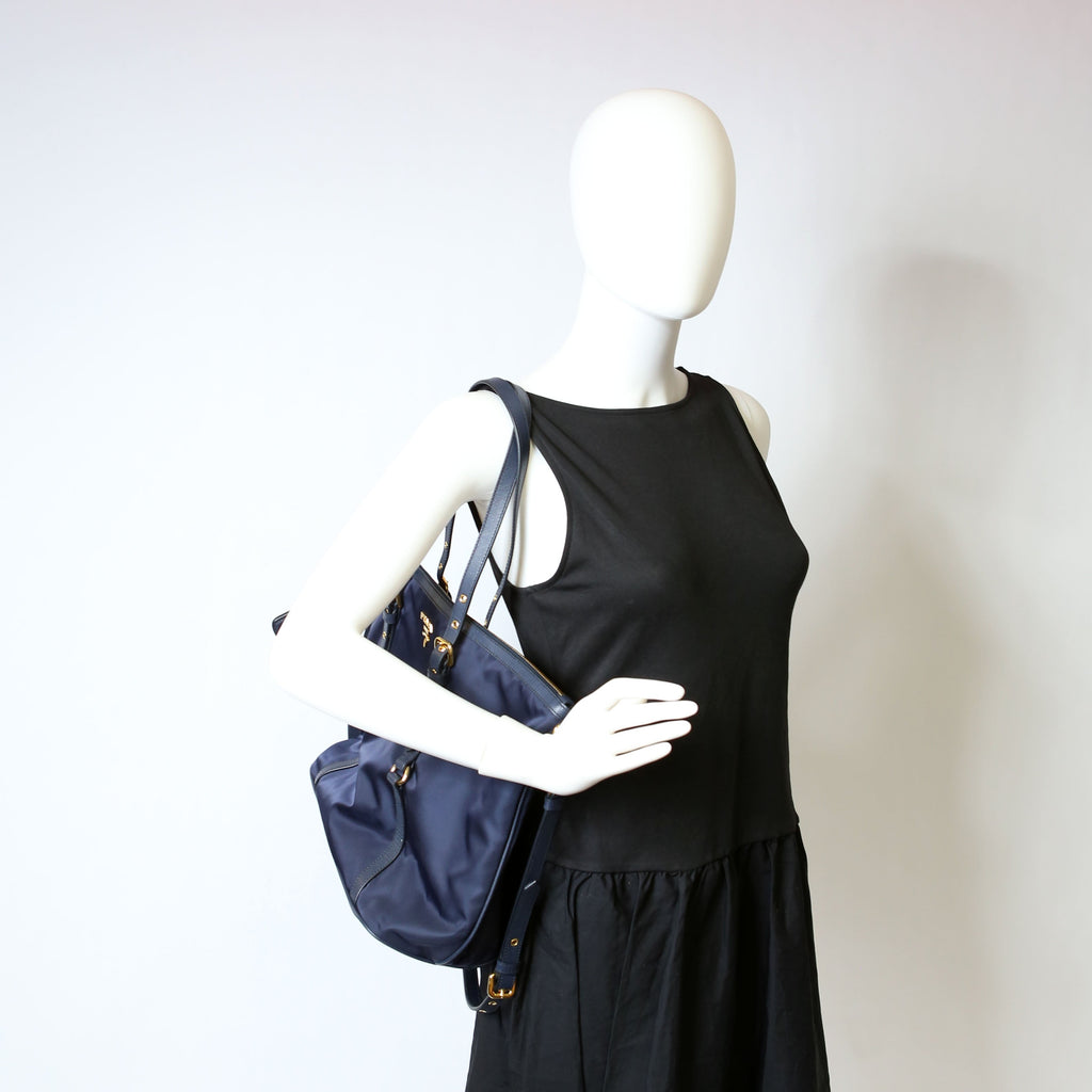 1BG253 Nylon Shopping Tote Blue
