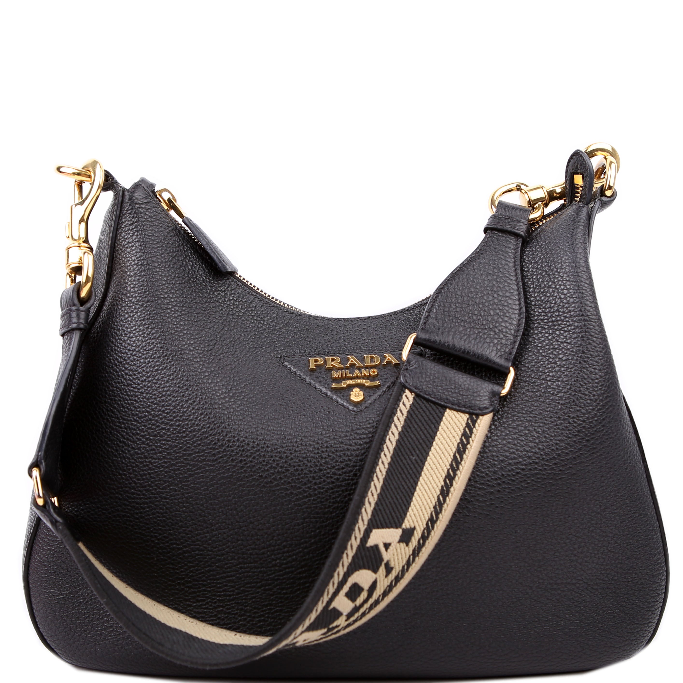 Prada Vitello Daino Soft Leather Crossbody Black