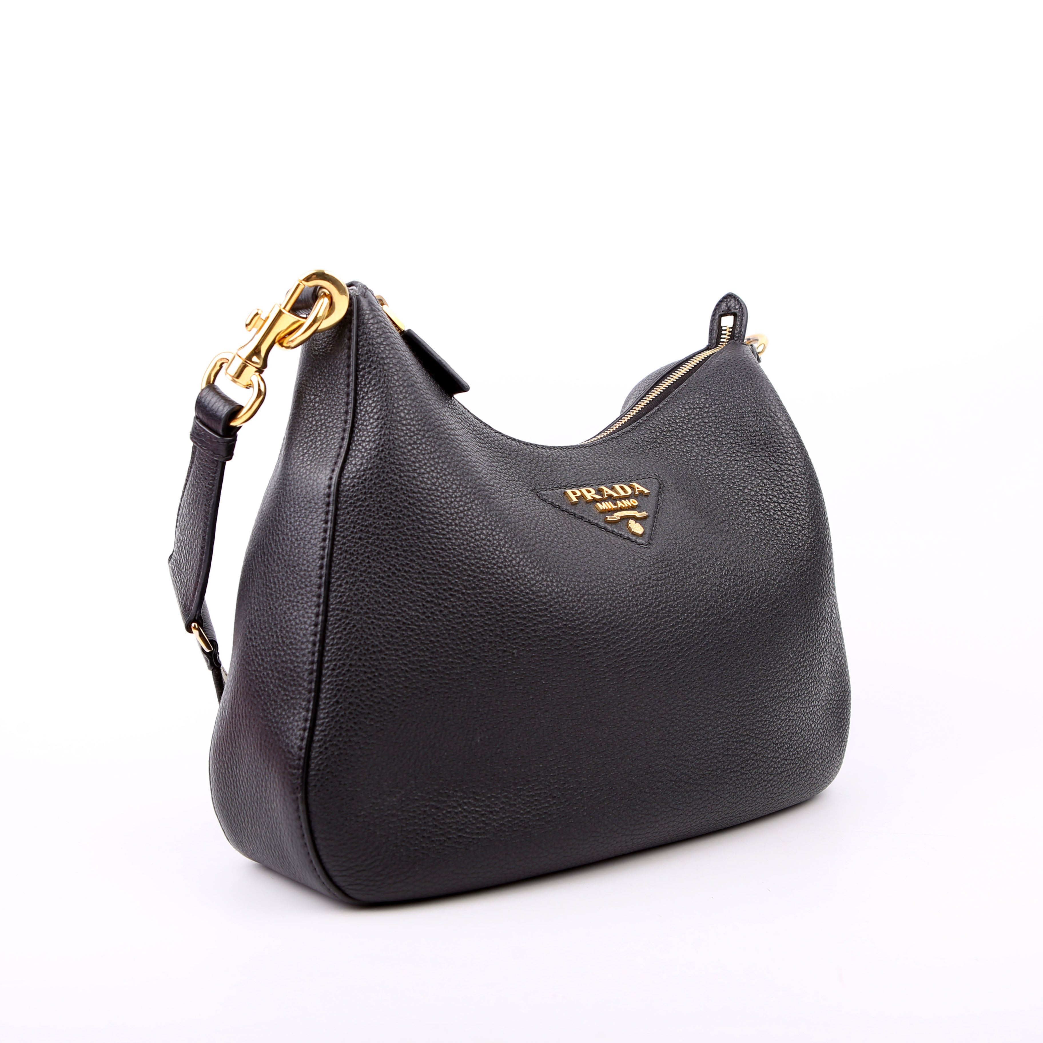Prada Vitello Daino Soft Leather Crossbody Black