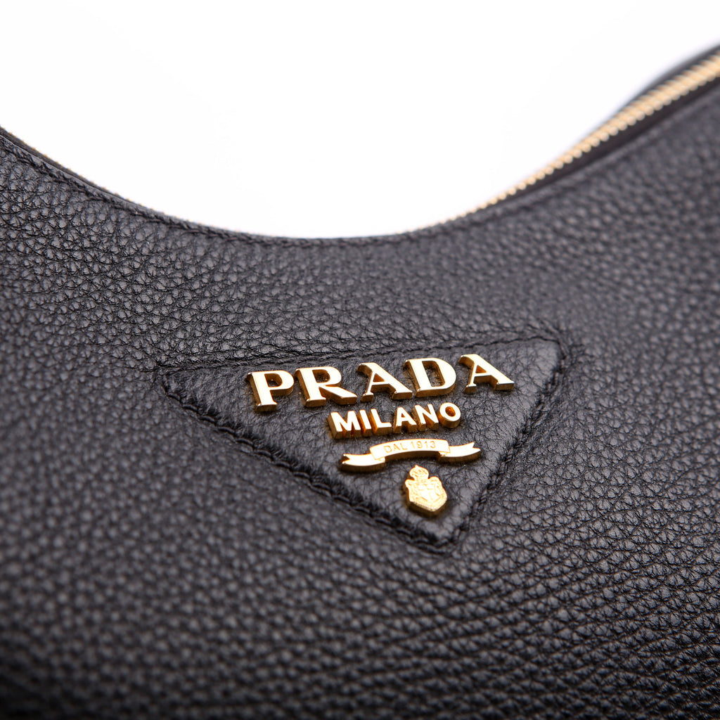 Prada Vitello Daino Soft Leather Crossbody Black