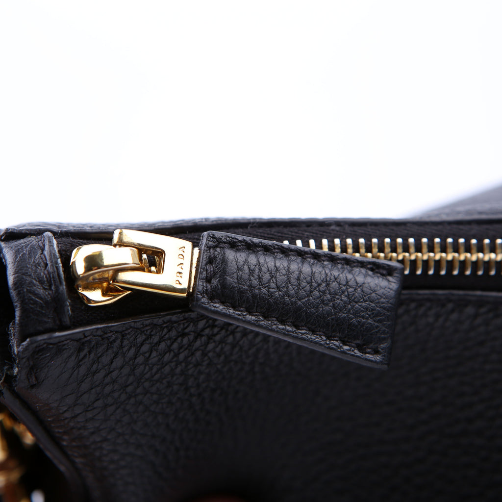 Prada Vitello Daino Soft Leather Crossbody Black