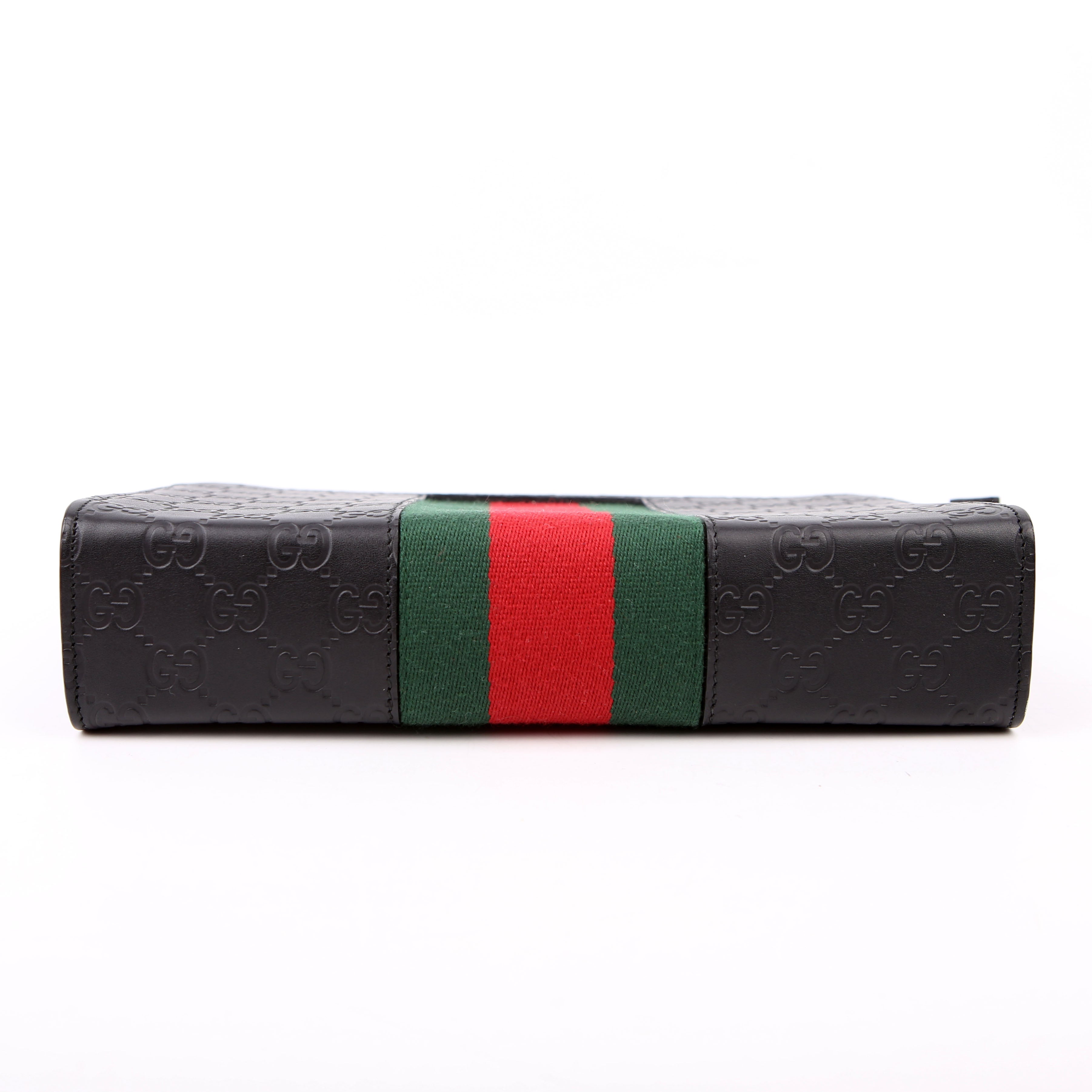 475316 GG Leather Web Pouch Black