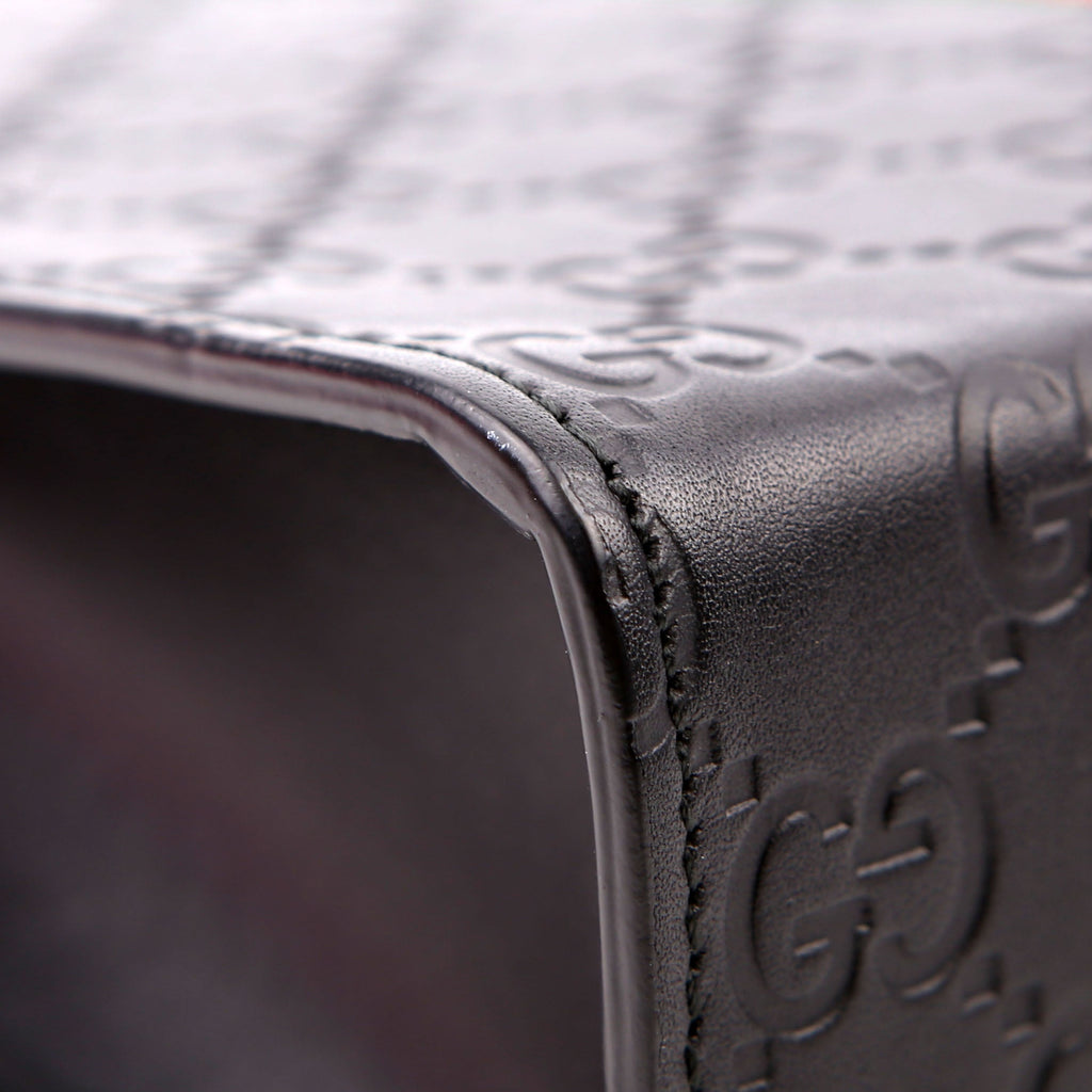 475316 GG Leather Web Pouch Black