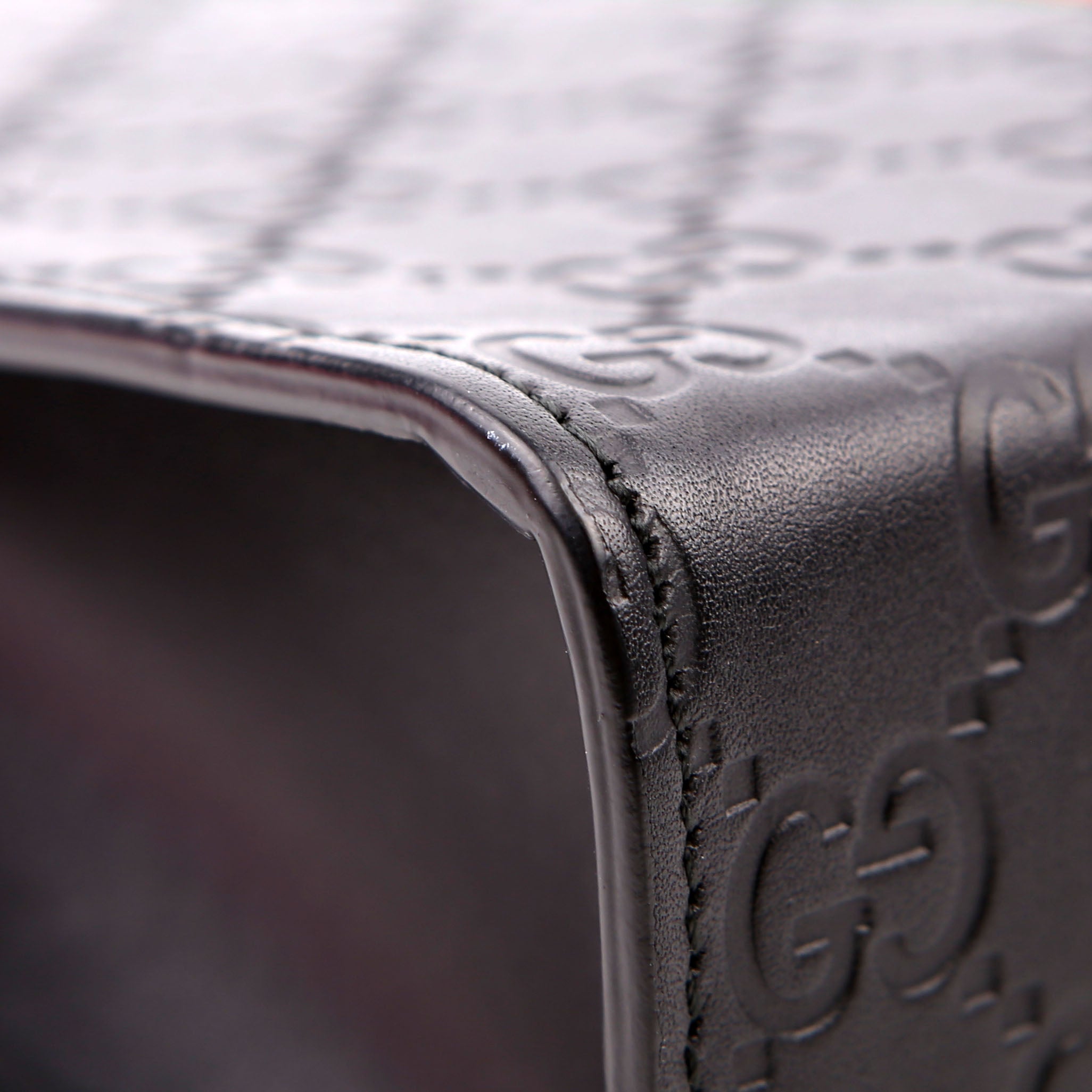 475316 GG Leather Web Pouch Black