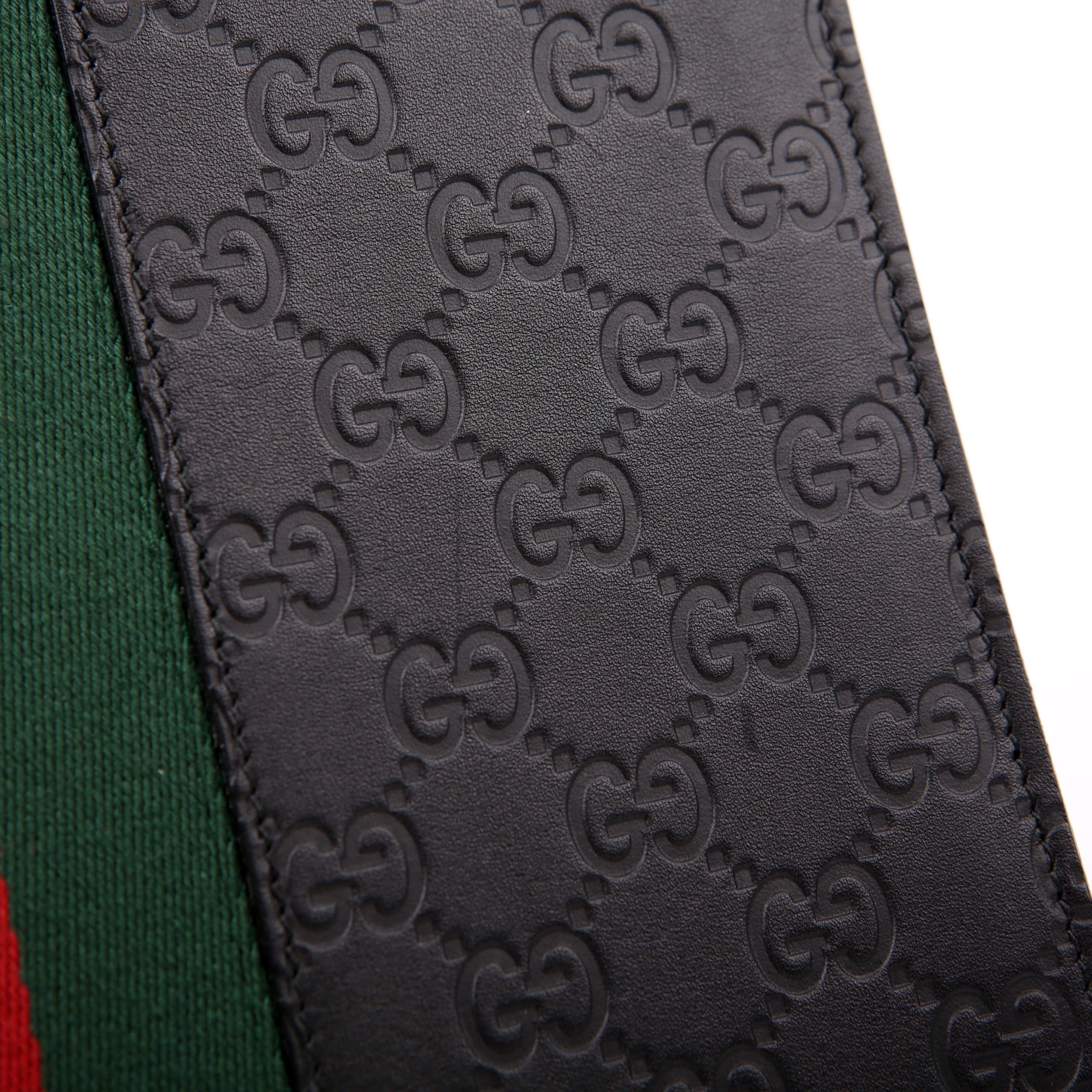 475316 GG Leather Web Pouch Black